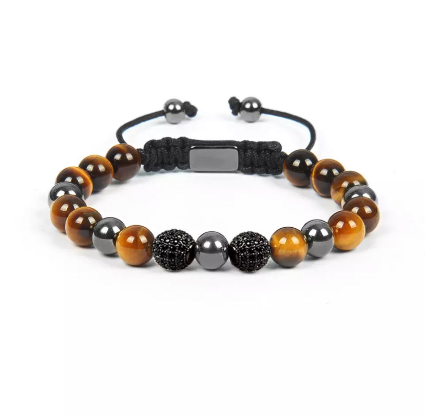 Tiger Eye & Gunmetal Beads Bracelet - MY HARMONY TREE