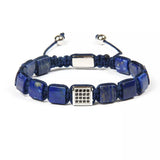 CZ Silver Square Beads Lapis Lazuli Braided Bracelet - MY HARMONY TREE