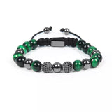 Green Tiger Eye & Gunmetal Beads Bracelet - MY HARMONY TREE