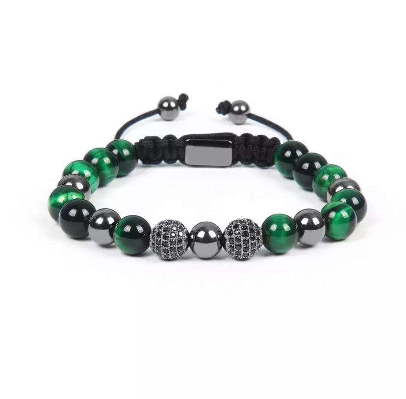 Green Tiger Eye & Gunmetal Beads Bracelet - MY HARMONY TREE